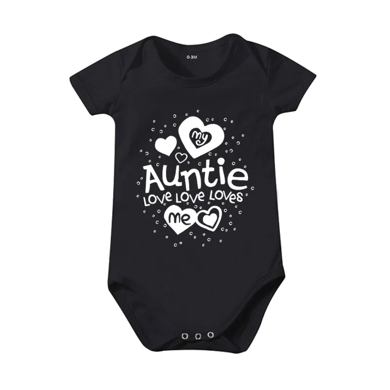 Summer Newborn Baby Romper Boys Girls Clothes  0-24 Months Cotton Bodysuit Short Sleeve Printed  My Auntie Love Me Onesie