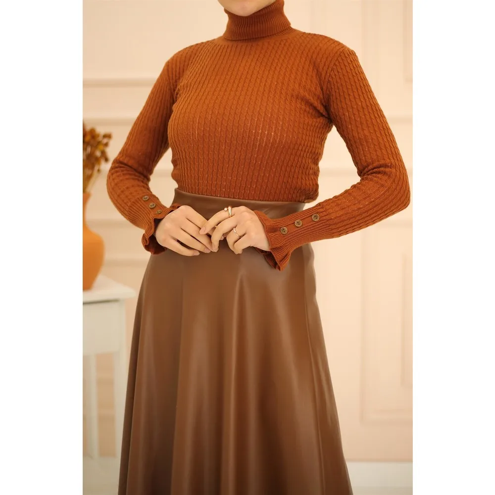 

Dorlie Sleeve Ruffle Detail Full Throat Knitwear Sweater/haki