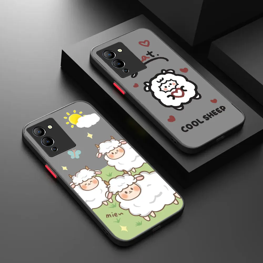 Lovely White Lamb Matte Shockproof Phone Case For Infinix SMART 8 6 5 4 NOTE 30 12 G96 G88 11 10 8I 7 S PRO PLUS NFC