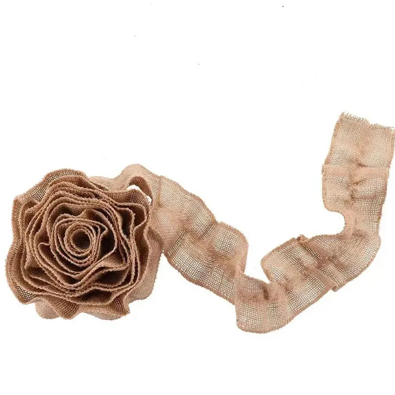 

Fashion plaid Natural Hessian Jute Burlap lace Ribbon braided fabric DIY Craft Christmas tree Home Wedding Party Decor 3Yards