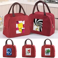 insulated work student lunch travel portable bag women portable food thermal canvas bag picnic lunch dinner bento cooler handbag