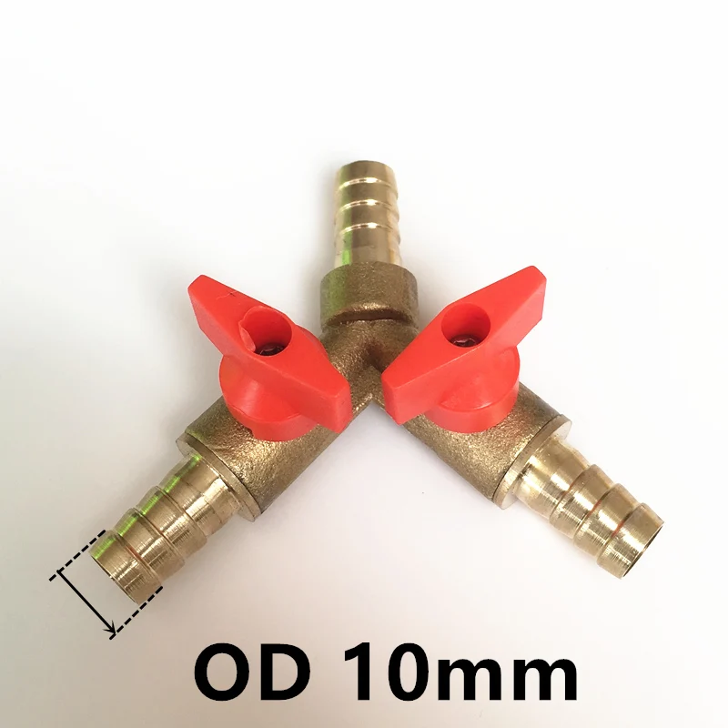 

1 шт., маленькие латунные шаровые краны Y-образной формы, 8 мм, 10 мм, 3 канала, пластиковый водяной шланг трубка, 3-ходовые запорные шаровые краны