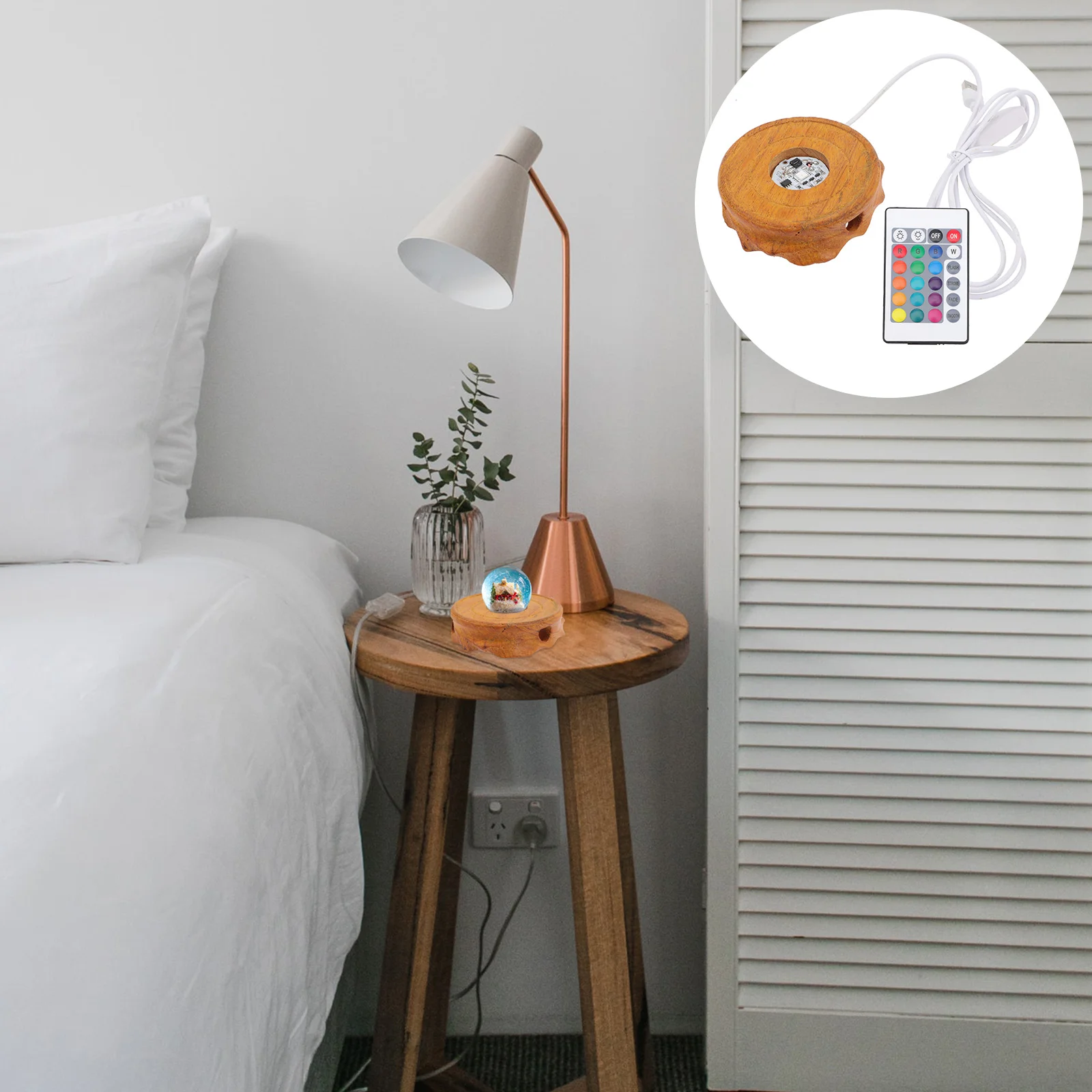 

LED Display Base Wooden Lighted Stand Crystal Glass Lighting Display Base