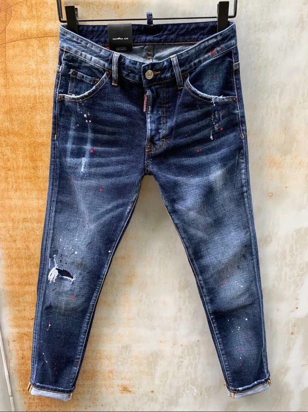 

Новинка уличные мужские и женские джинсы dsquared2, рваные нашивки, модные классические мужские и женские синие джинсовые брюки 9117 Размер 44-54