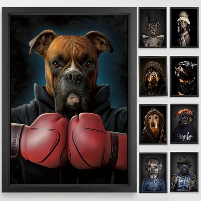 Боксерская собака искусство на стену модный домашний декор плакаты и принты