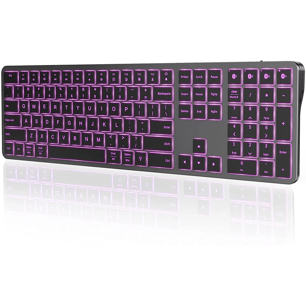 Rechargeable Bluetooth Keyboard for Windows & Mac OS Multi-Device Slim Backlit Wireless Keyboard Compatible for Laptop Tablet