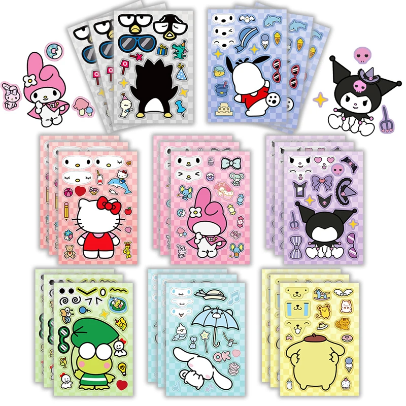 Водонепроницаемые аниме-наклейки из ПВХ микс Hello Kitty Kuromi Sanrio игра-головоломка