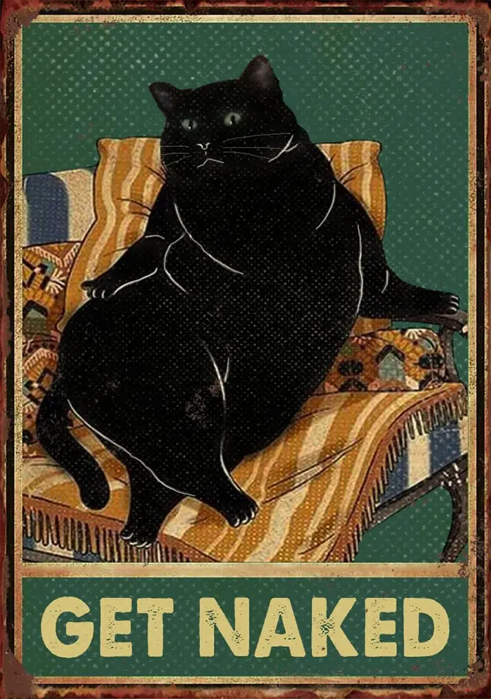 

Black Cat Decor Vintage Bathroom Tin Sign Cat Posters Gifts Rustic Poster Art Retro Decor For Home Outdoor Wall Art Plaque Decor