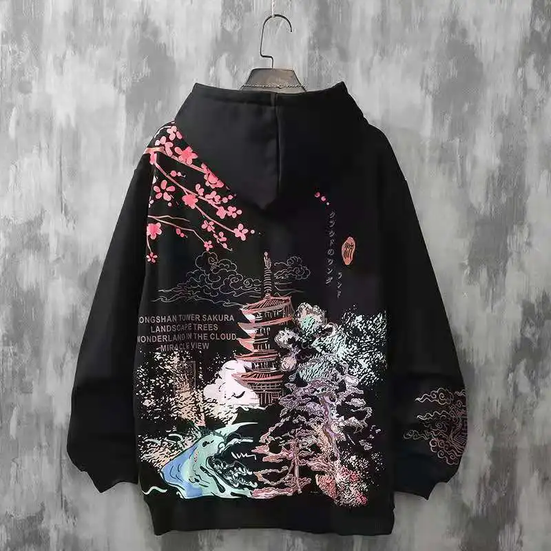

New Hoodie Chinese Style Men Hoodie Harajuku Style Boys Sweatshirt Loose Spring Autumn Hoodie Trendy Brand Hip-Hop Student Hoodi