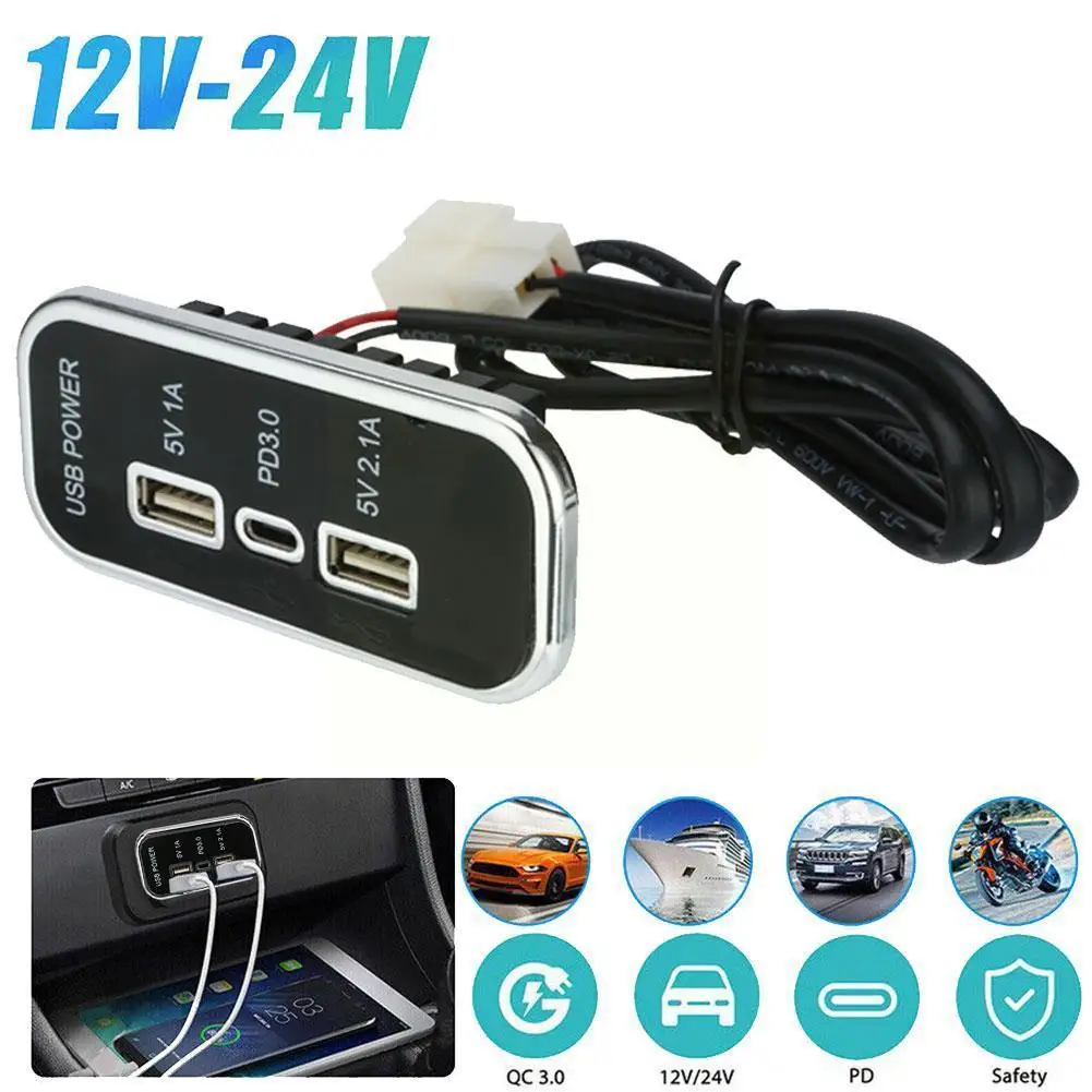 

Автомобильное зарядное устройство с 3 USB-портами, 35,5 Вт, а, 1 А, 12 В, 24 В
