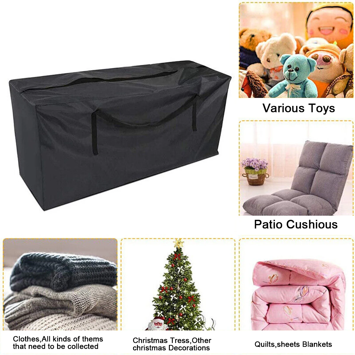 

210d Oxford Cloth Black Christmas Tree Storage Bag Outdoor Furniture Cushion Storage Bag Easy Clean Waterproof And Dustproof