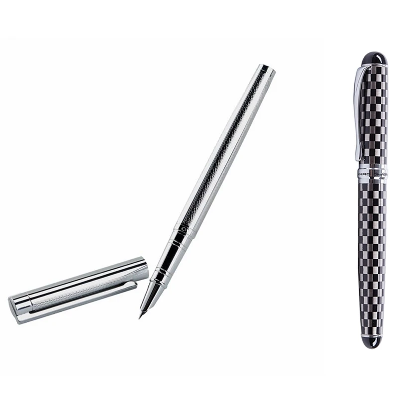 

Jinhao X750 Chessboard Fountain Pen Medium Fine Nib & 126 Executive Complete Silver Fine Hooded Nib(Silver)