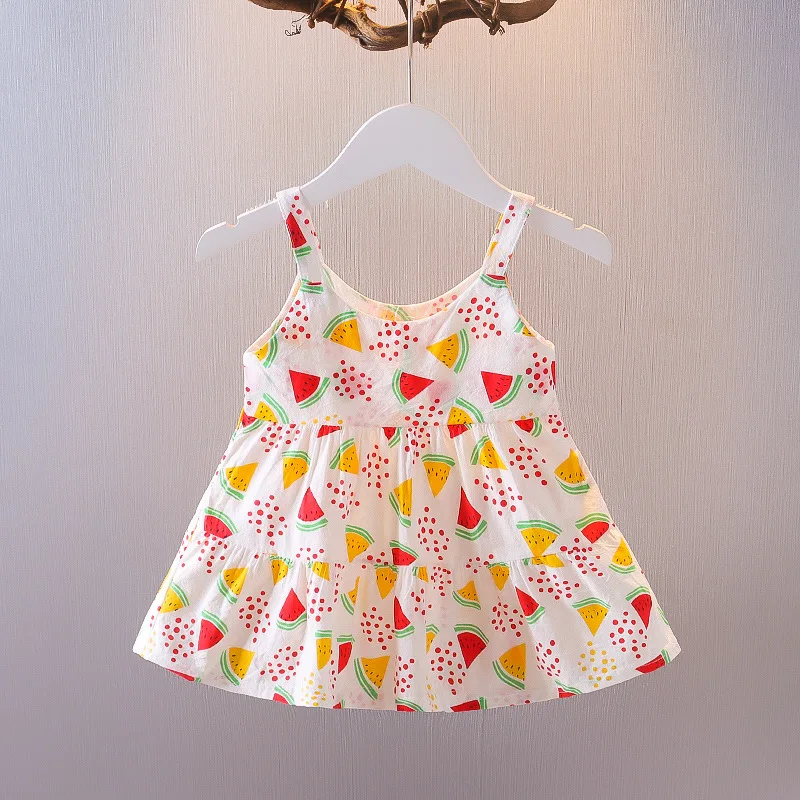 

Toddler Newborn Baby Girl Clothes Summer Cartoon Suspenders Watermelon Print Baby Dress Infant Princess Dress