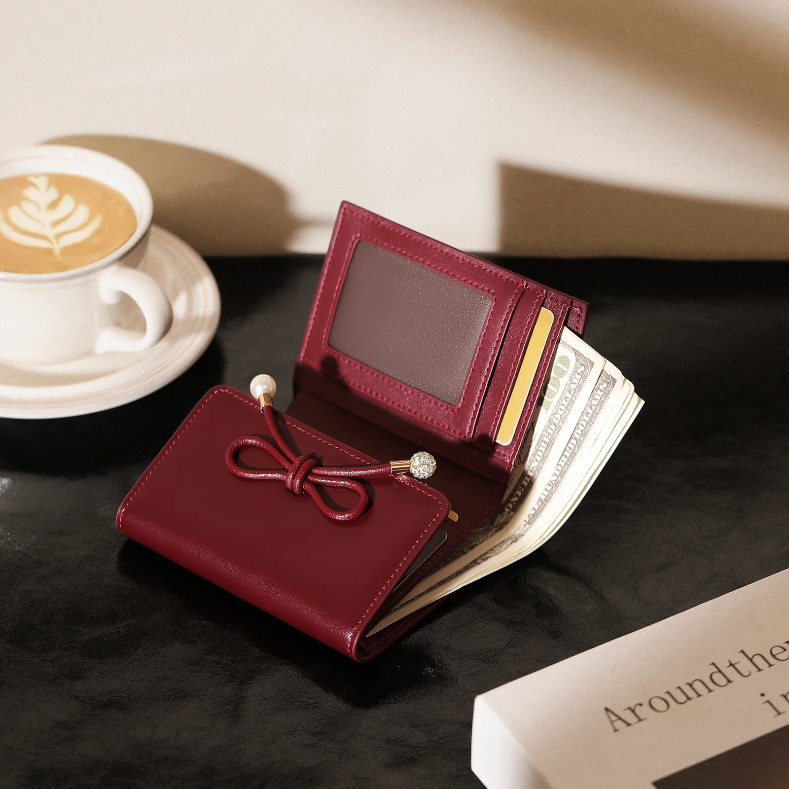 ITAMOOD кошелек из натуральной кожи с бантом женский модный короткий держатель для