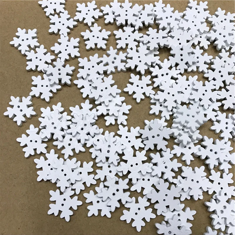 

50PCS 18mm White Wooden Slice Christmas Snowflake Scrapbooking for Christmas Embellishment Craft DIY Handicraft Decoration