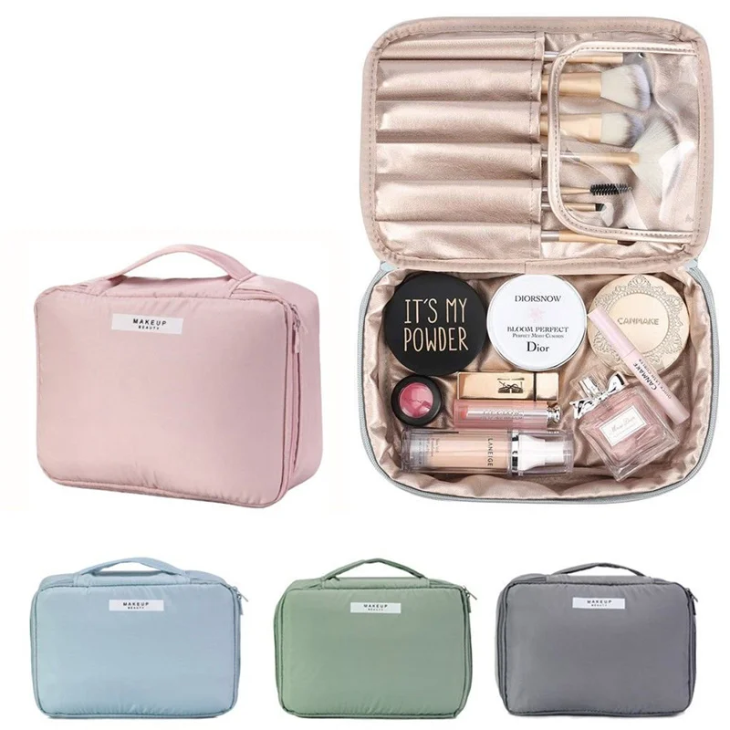 

1PC Portable Travel Makeup Storage Bag Waterproof Cosmetic Organizer Makeup Brushes Train Case with Inner Pouch