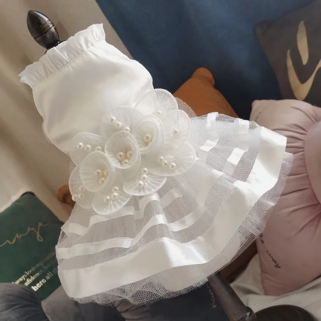 Pet Clothes White Color Pet Supplies Fashion Lace Dog Wedding Dress Princess Dress Dog Accessories Dog Clothes Dog Dress Up Tool 5