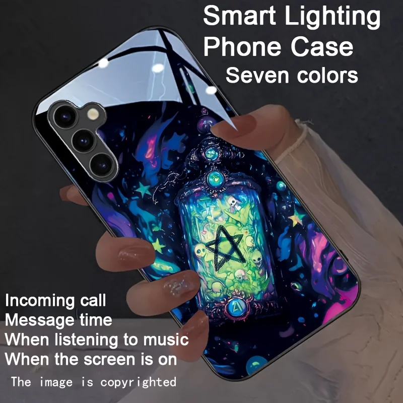 Фото Светящийся чехол для телефона Starry Drifting Bottle для Samsung S25 S24 Ultra S22 S23 S21 Ultra FE Plus Skull LED Flash Cover Capas Bags №4