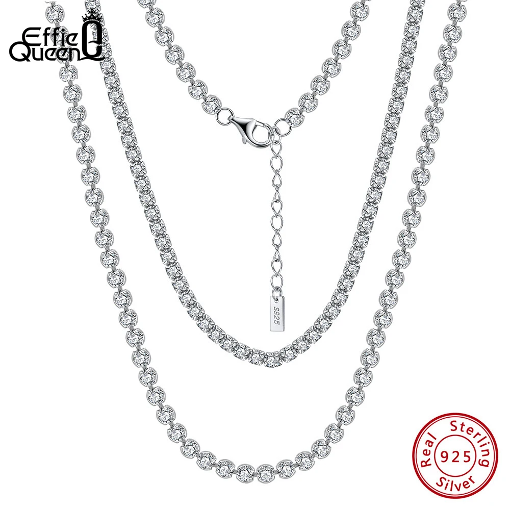 

Ожерелье женское из серебра 925 пробы с фианитом, 2/3/4 мм