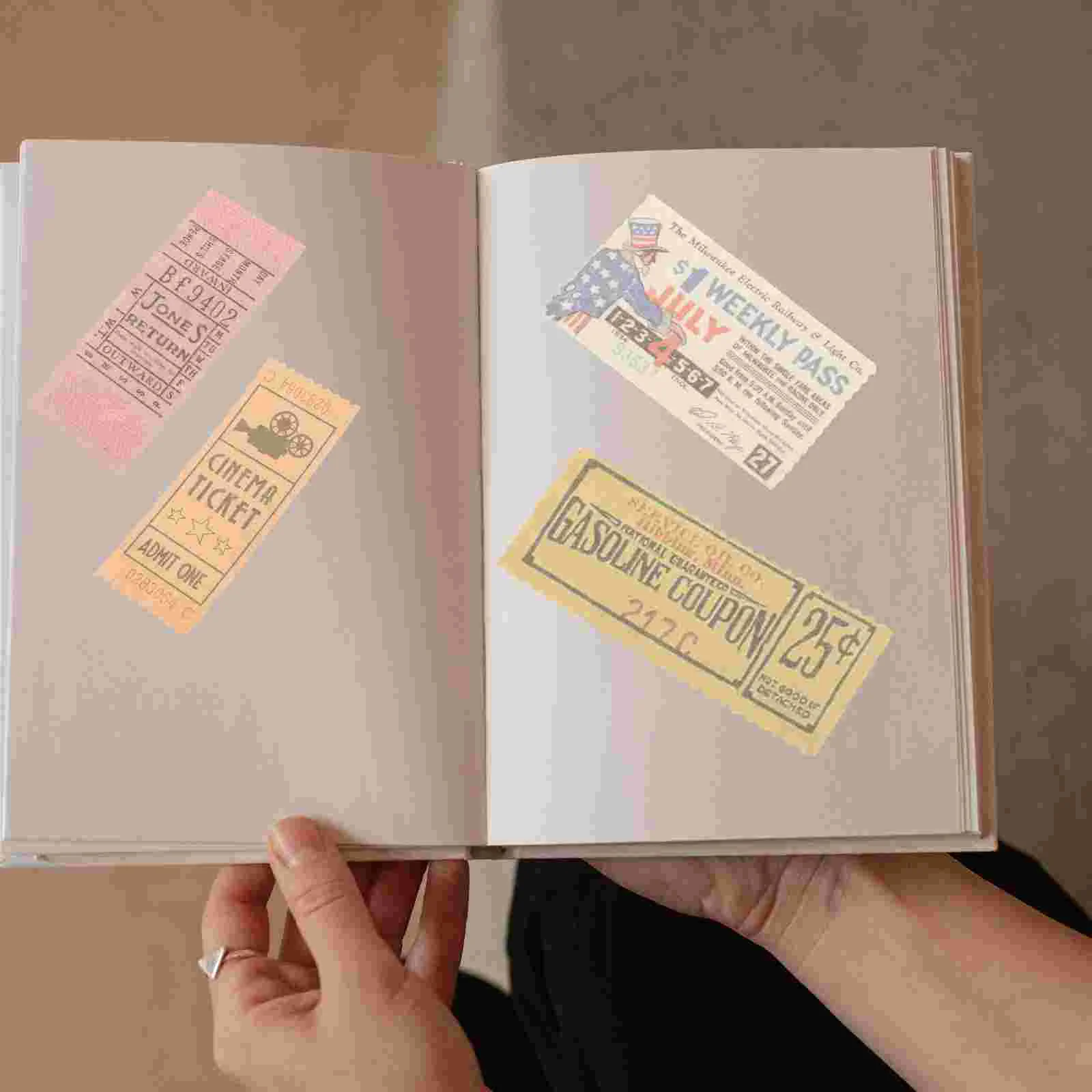 

400 Pcs Ticket Sticker DIY Supplies Scrapbook Vintage Material Paper Wall Decor Papers Retro Design Stationery