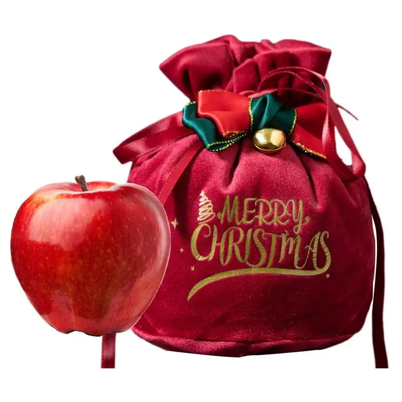 

Рождественские яркие прочные рождественские подарки, бархатные сумки с завязками, рождественские бархатные сумки для конфет на Рождество