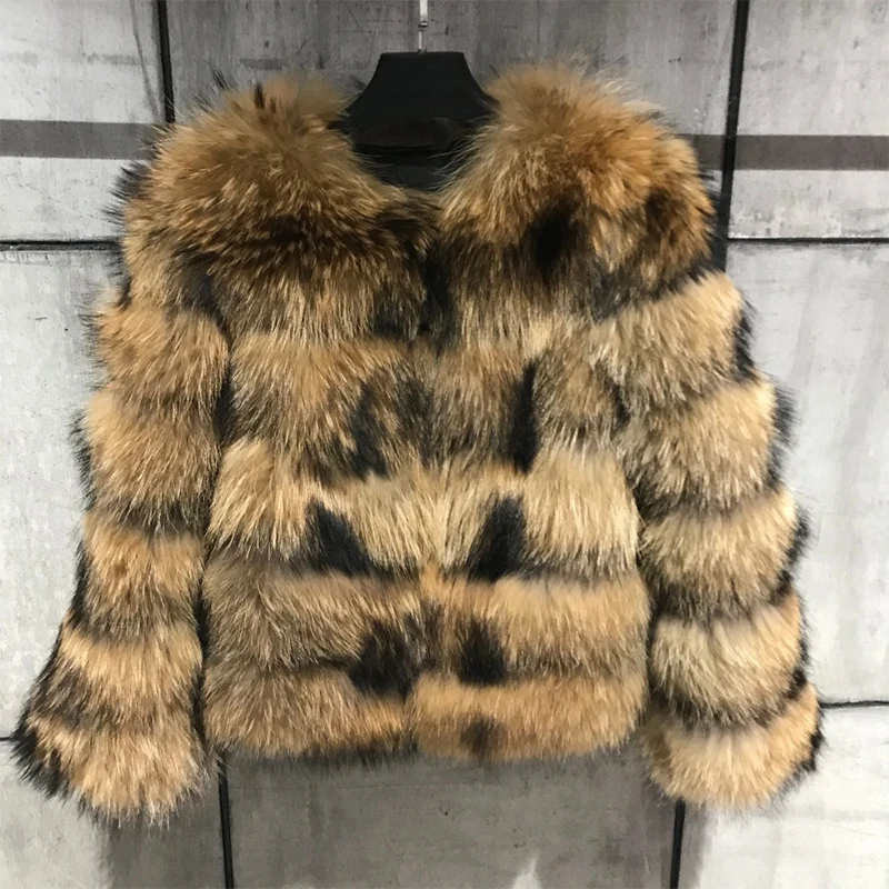 Women's Jacket Faux Fur Coat Winter Thick Warm Fox Fur Jacket 4Styles Raccoon Fur Coat Thick Furry Cropped Fur Jacket Ladies