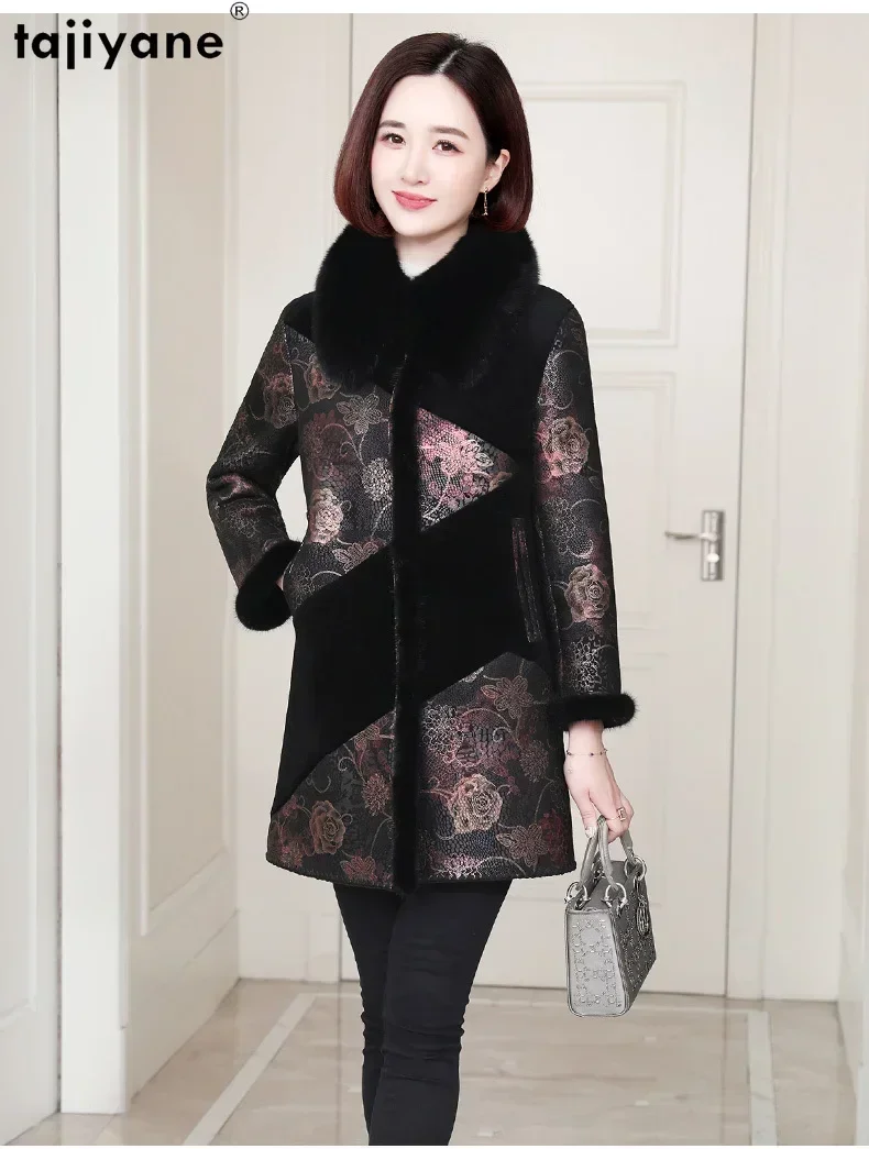 Женская куртка средней длины Tajiyane зимнее шерстяное пальто с воротником из