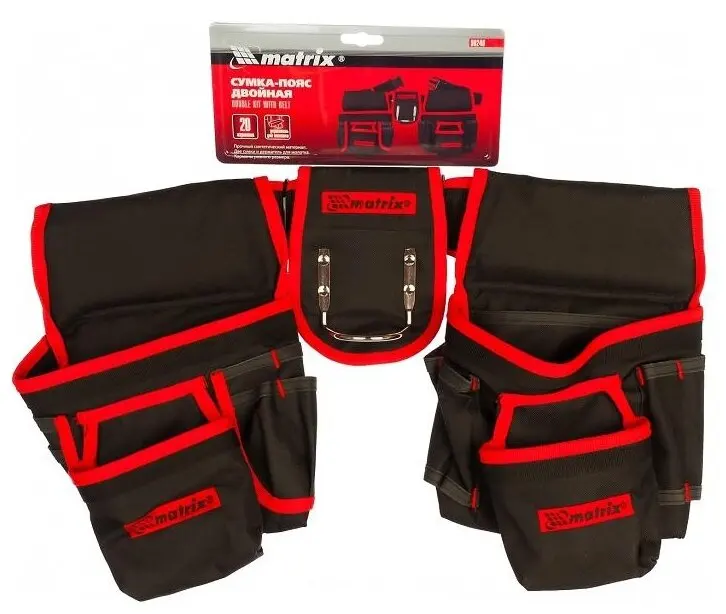 Сумка - пояс двойная 20 карманов держатель для молотка // MATRIX |