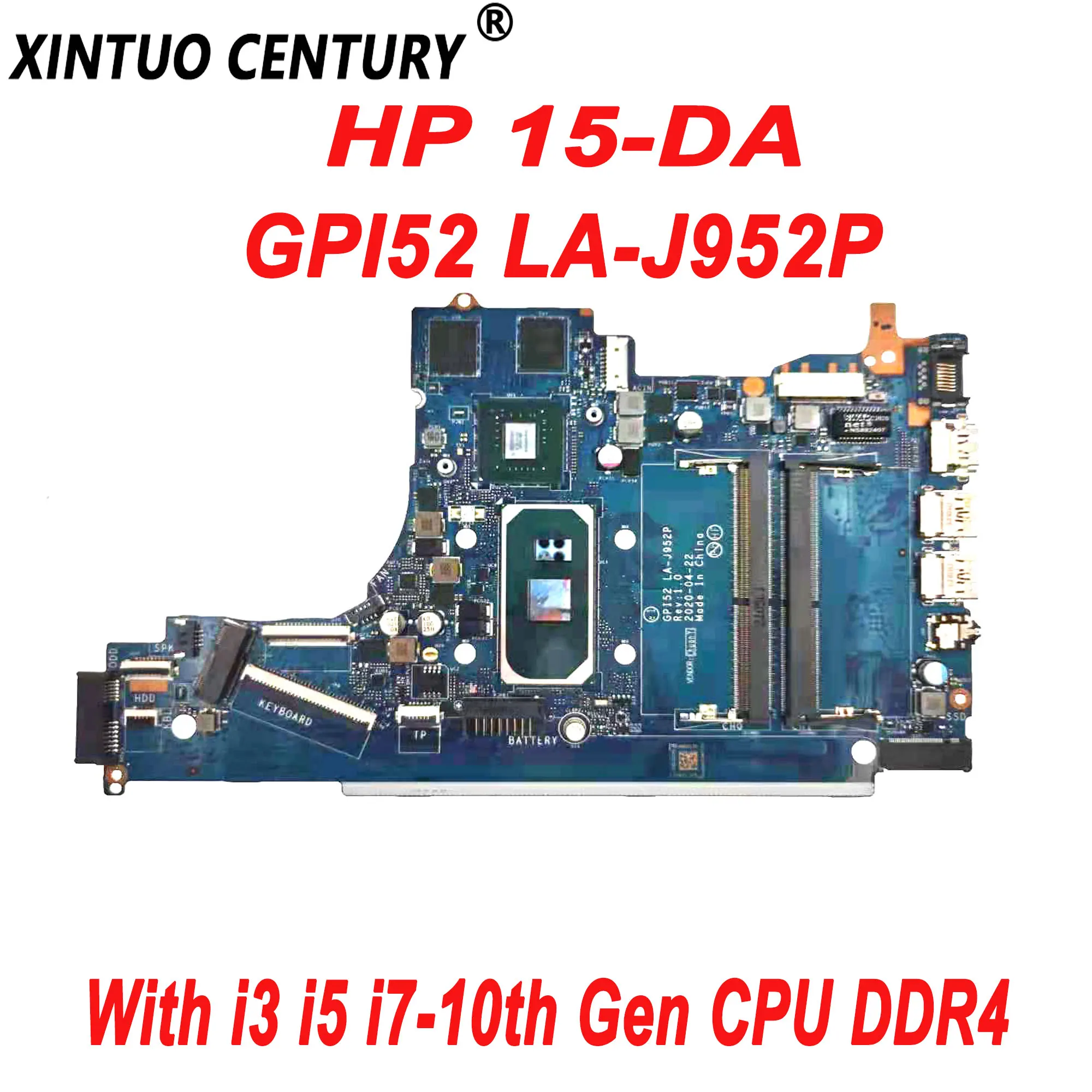 

Новая оригинальная материнская плата GPI52 для ноутбука HP 15-DA, материнская плата с i3 i5 LA-J952P Gen CPU DDR4 100%, протестированная работа