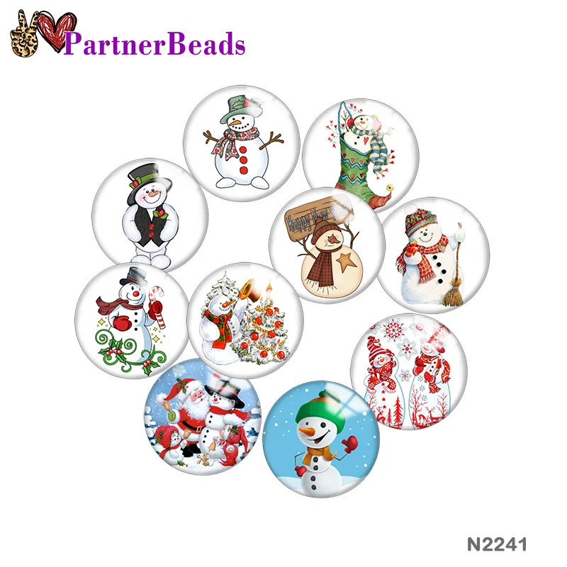 

Christmas Snowman Image printing metal DIY snap button accessories Fit bag hat Clothes shoes N2241