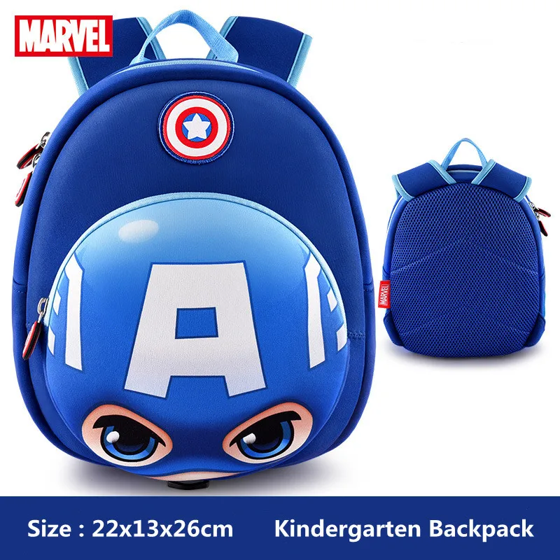 2022 Disney New Kindergarten Backpack For Boys Primary Student Shoulder Orthopedic Bag Spider Man Captain America Mochila