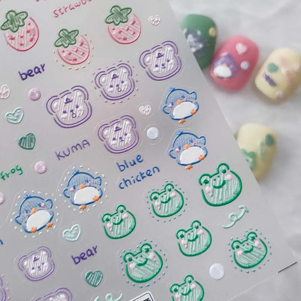 

Cartoon Animals Cat Rabbit Nail Stickers Decals 3D Relief Nail Decorations Self Adhesive Cute Manicure Accessories