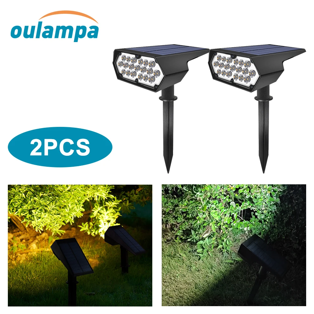 

2pcs 19LED Solar Spotlights Outdoor IP65 Waterproof for Park Courtyard Path Lawn Porch Decoration 2in1 Garden Lights