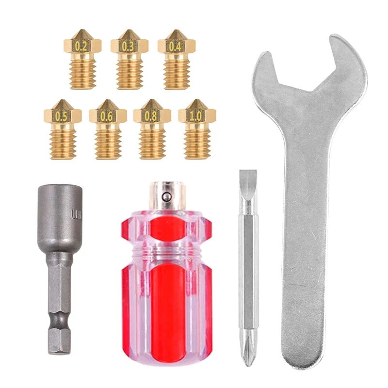 

Сменные сопла + инструменты «сделай сам» для V6 0,2 мм 0,3 мм 0,4 мм 0,5 мм 0,6 мм 0,8 мм 1,0 мм инструмент сопла