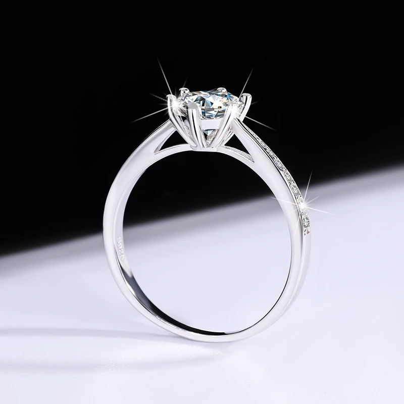 S925 Sterling Silver moissanite Korean Six claw Ring for Women Six claw Classic Crown Proposal Ring rings