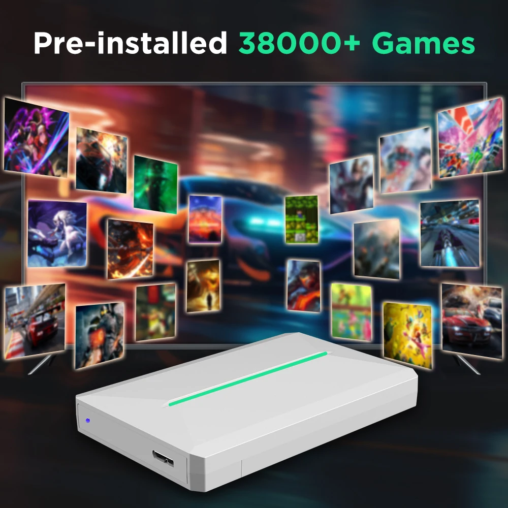 Внешний игровой жесткий диск Playnite и Retrobat OS на 500 ГБ с более 38000+ играми AAA/Retro для