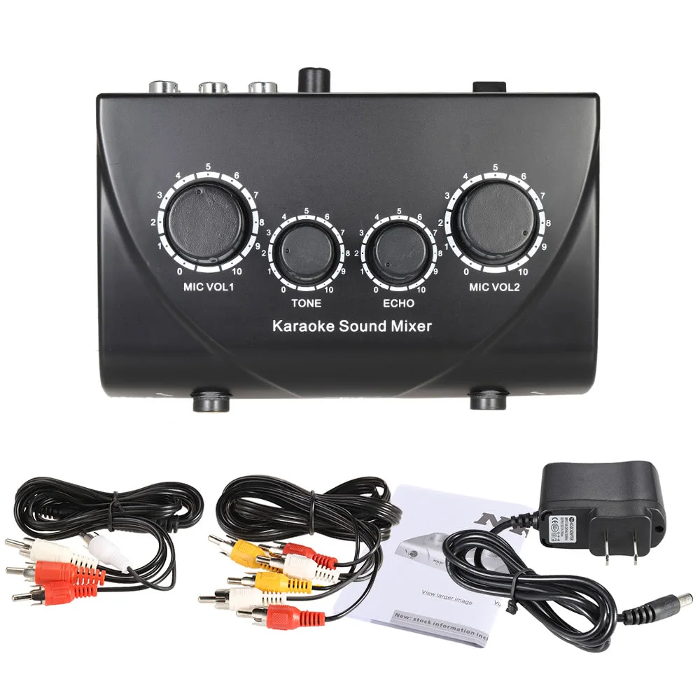 

Karaoke Mixer Digital Audio Sound Karaoke Machine Echo Mixer System for Family Party 2 Mic Inputs for TV/PC Amplifier