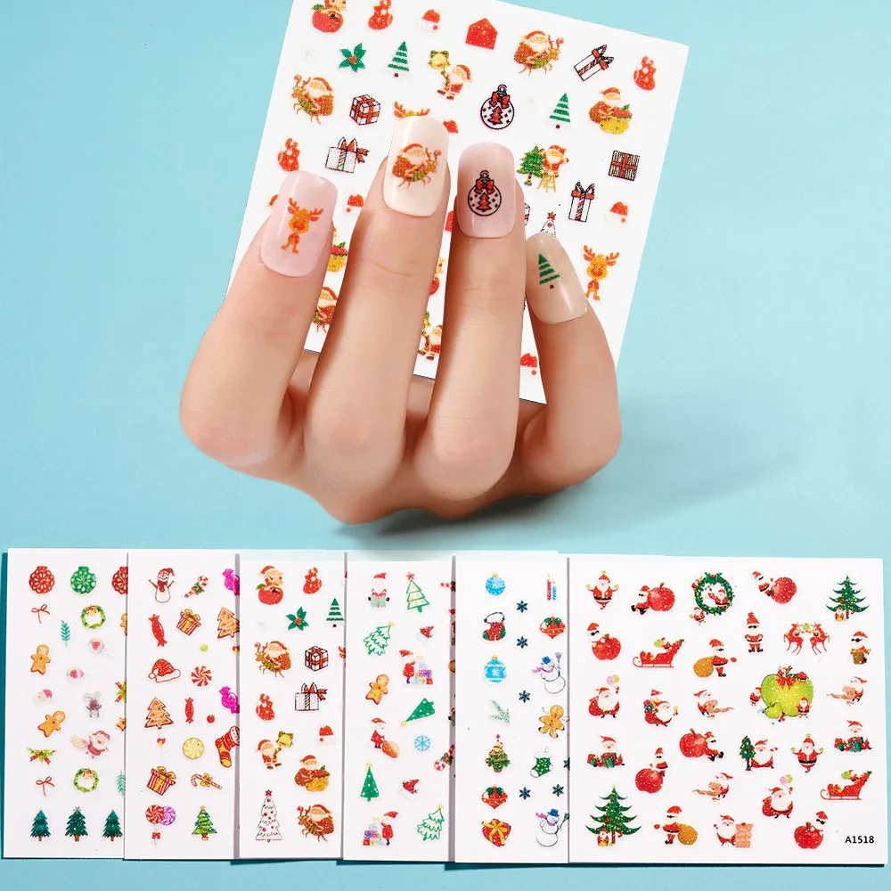 

24 pieces stickers for christmas nails decals snowflakes Free Shipping Nail Wrap Christmas Decals For DIY Nail Salon Decorations