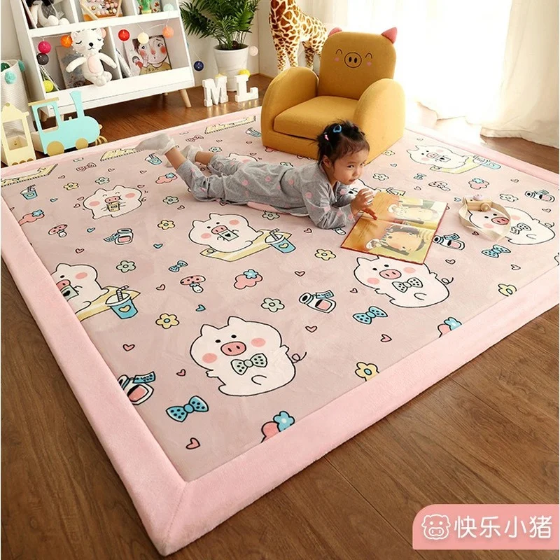 Floor Mat Bedroom Coral Fleece Bedside Blanket Living Room Tatami Carpet Thickened Sleeping Cushion Children Crawling Mat
