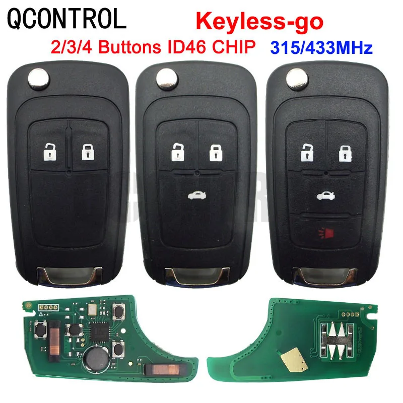 

QCONTROL Remote Smart Key suit for Chevrolet 2/3/4 Buttons 315MHz 433MHz with ID46 Chip HU100 Blade Keyless-go Comfort-access