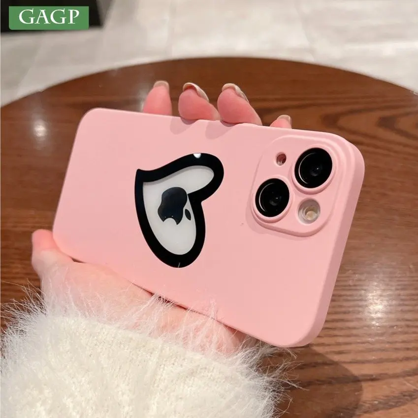 

Роскошный чехол для телефона с отверстием для логотипа сердца для iPhone 14 Pro Max 14 Plus 13 12 11 ударопрочный жесткий чехол из поликарбоната для iPhone 13 ...