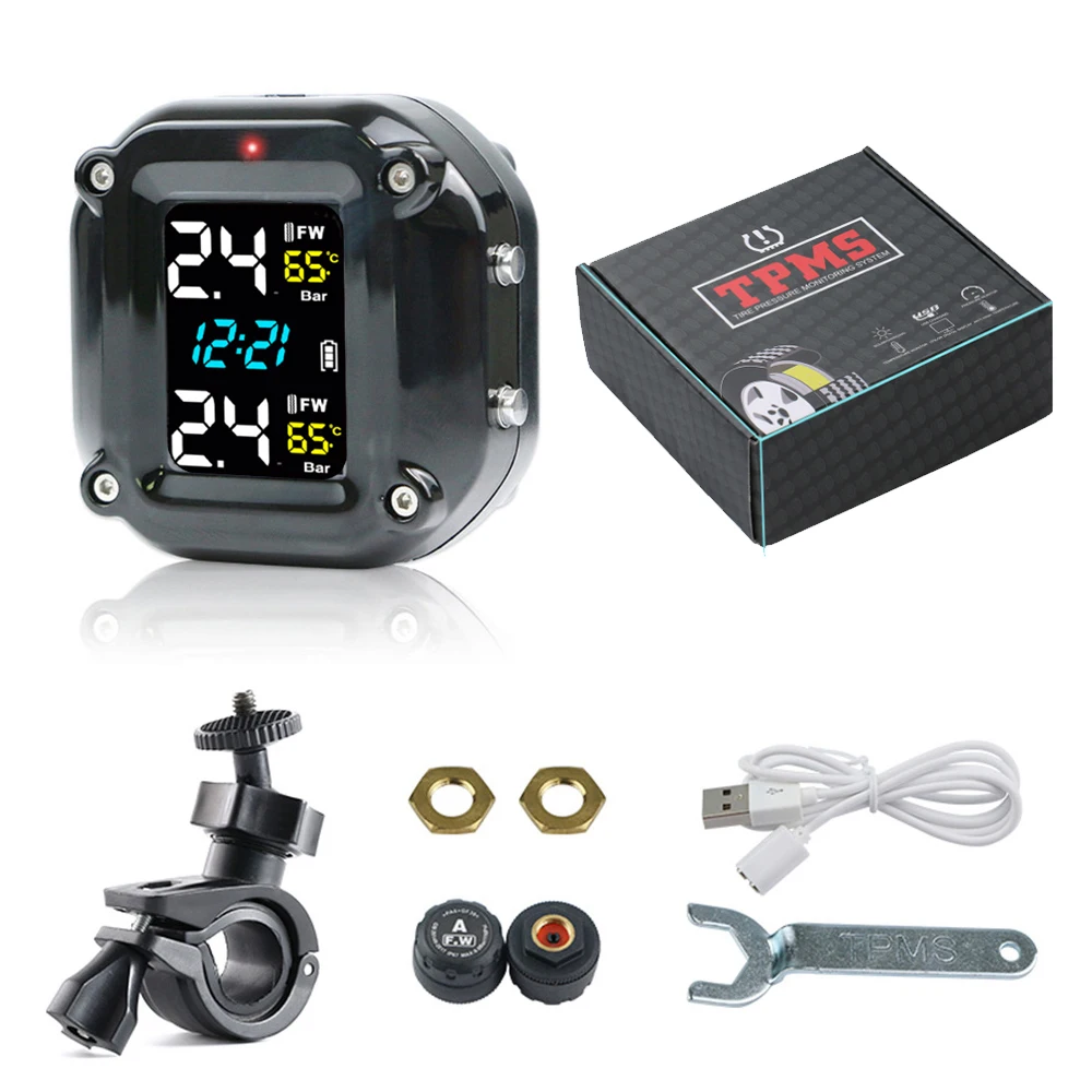 

Датчики давления в шинах мотоцикла Moto TMPS с цветным экраном Система контроля давления в шинах 2-колесный внешний датчик в шинах