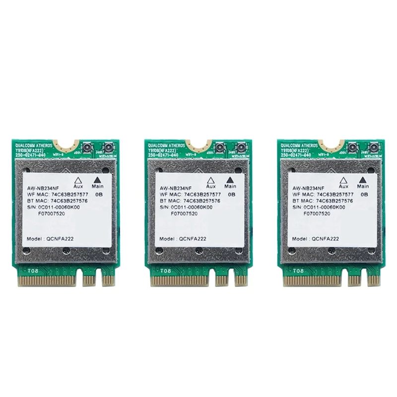 

3X QCNFA222 AW-NB234NF 802.11A/B/G/N Wireless WIFI Bluetooth Card 2.4Ghz 5Ghz Wifi + BT 4.0 NGFF Wlan