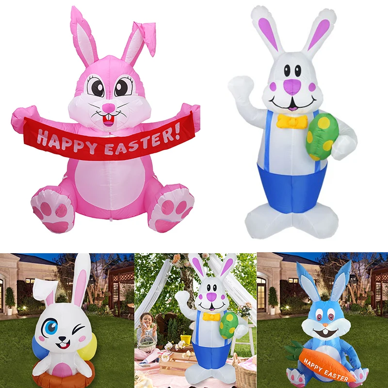 

Inflatable Easter Bunny Decoration Festival Party DIY Home Decor Blow Up Rabbit Egg with LED Light Outdoor Garden Ornament