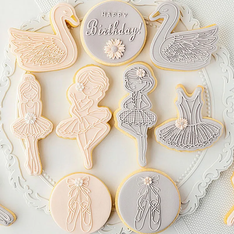 

3D Ballet Girl White Swan Biscuit Embossing Mold silicone Cookie Cutter DIY Cake Fondant Baking Tools for wedding Birthday Party