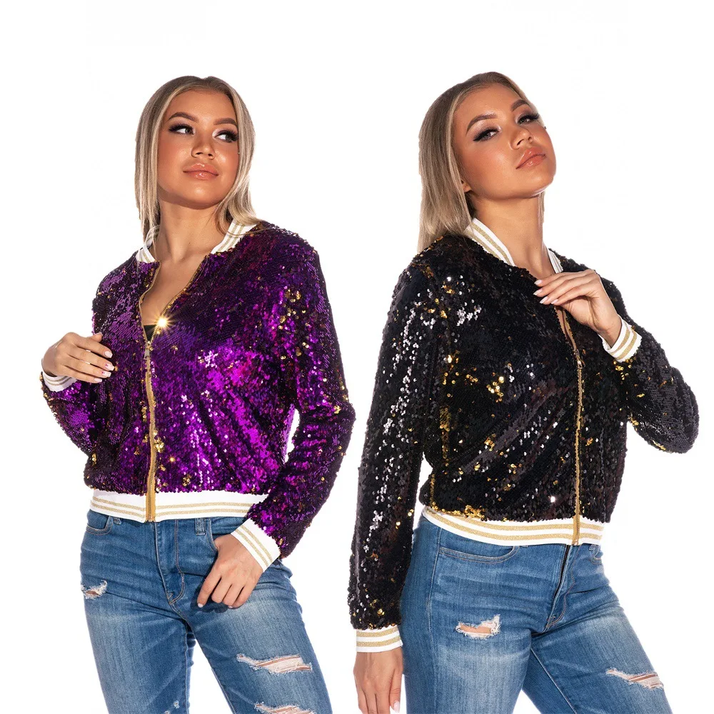 

Women's Jacket Fashionable Sequins Short Coat for Women