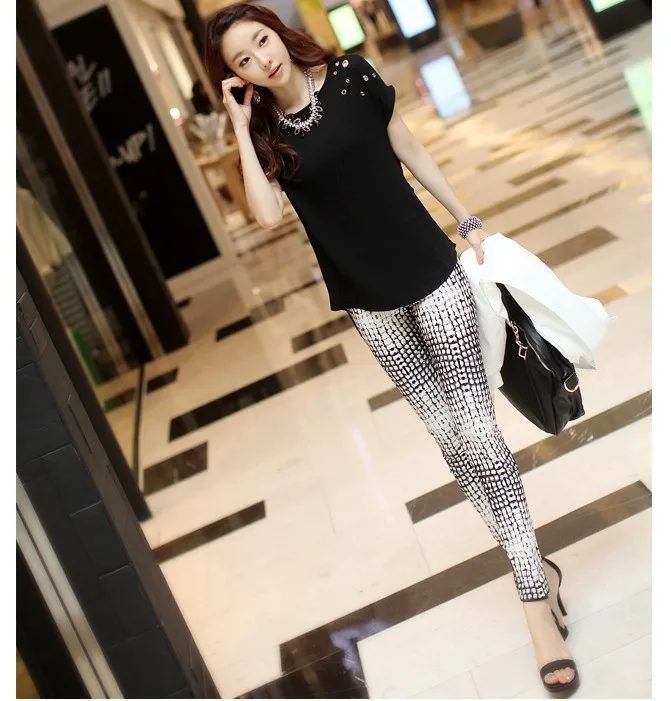 Winter Plus Velvet Print Leggings Women's Korean Fashion Warm Pants Ink Graffiti Thickened Pencil Pants women leggings