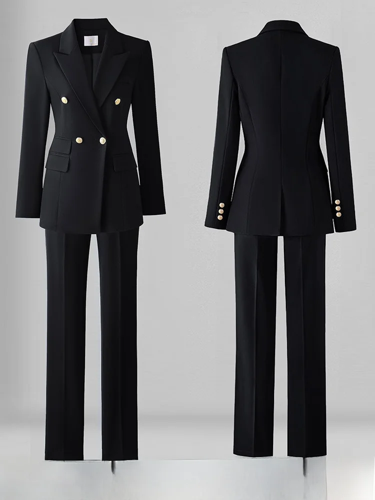 Black Suit Set Women Autumn and Winter High-Grade Temperament High end Manager Business Wear Overalls Outerwear