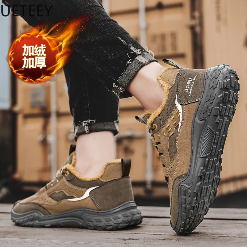 Мужские ботинки сохраняющие тепло мужские уличные бархатные утепленные зимние