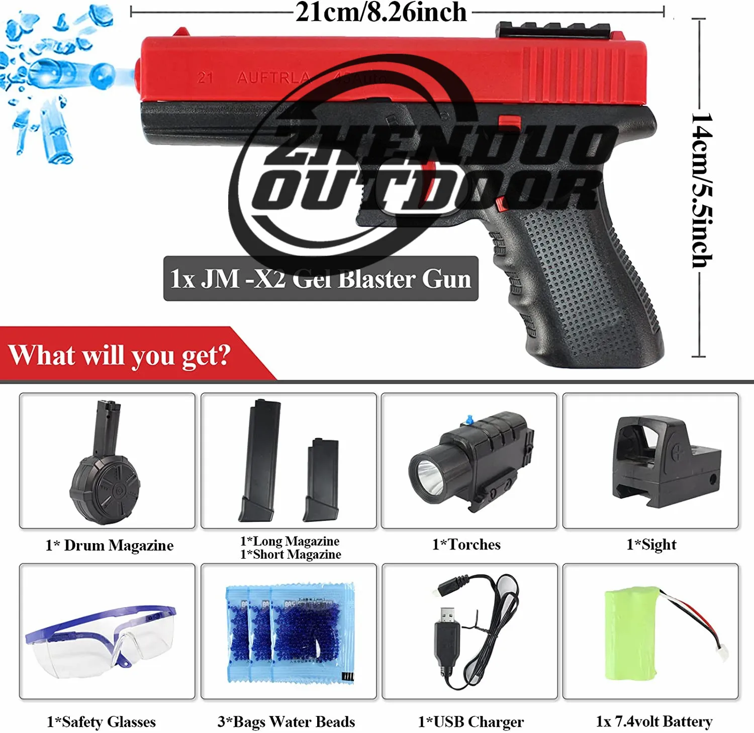 

ZHENDUO Gel Gun Blaster JM-X2 Electric Gel Ball Blaster US Stock Toy